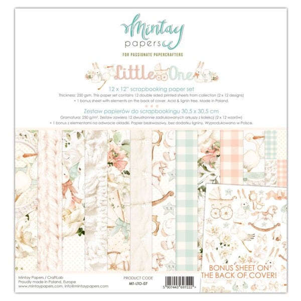 Little One - 12x12 Paper Set - Mintay Papers - Scrapbook Papers + Bonus Elements Baby Boy Girl Card Making Planner Mixed Media