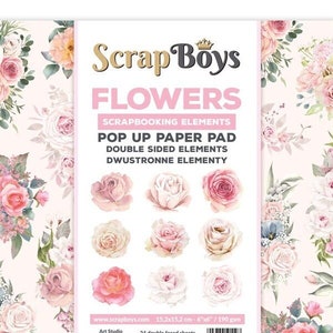 Flowers POP UP - ScrapBoys Paper - Scrapbook Elements & Embellishments 24 Double Sided Sheets 6x6 Pad Planner Cardmaking