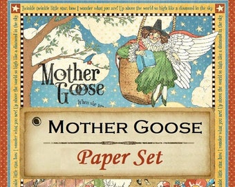12 Sheets Graphic 45 "Mother Goose" 12x12 Paper Collection Set Bedtime Story Nursery Mixed Media Planner Scrapbook