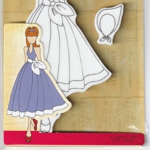 Julie Nutting Doll Stamp "Camille" Cling Rubber 3 pieces Mixed Media Planner Card Tags Prima Marketing 911409
