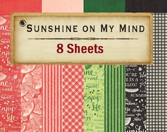 8 Sheets - Sunshine On My Mind - Graphic 45 - 12x12 Patterns & Solid Paper Set Spring Mixed Media Journal Scrapbook