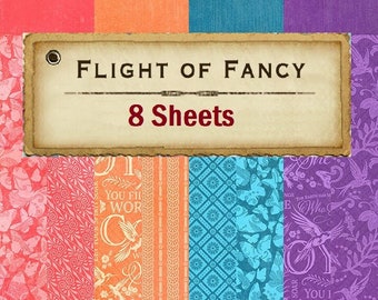 8 Sheets - Flight Of Fancy - Graphic 45 - 12x12 Patterns & Solid Paper Set Spring Mixed Media Journal Scrapbook