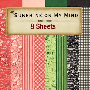 8 Sheets - Sunshine On My Mind - Graphic 45 - 12x12 Patterns & Solid Paper Set Spring Mixed Media Journal Scrapbook