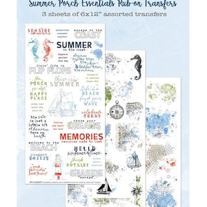 Sommarveranda - Essential Rub-on Transfers - 49 och Market - (3) 6"x12" Ark Beach Nautical SP-27778
