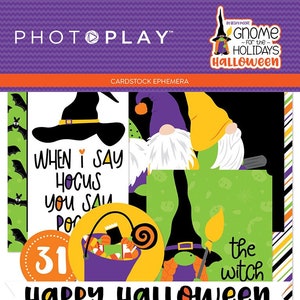 Photoplay Paper - Gnome For Halloween - Cardstock Ephemera Die Cut 26 pieces Holiday Scrapbook Mixed Media
