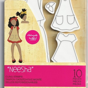 Julie Nutting Doll Stamps "Neesha" Cling Rubber 10 pieces MIXED MEDIA Planner Card Tags Prima Marketing 913649