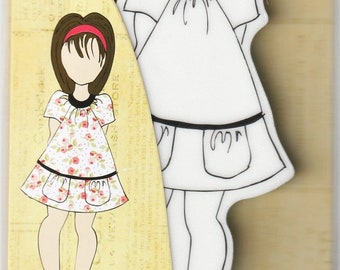 Julie Nutting Doll Stamp "Cally" Cling Rubber Mixed Media Planner Card Tags Prima Marketing 910150