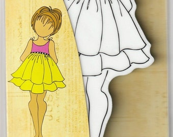 Julie Nutting Doll Stamp "Abby" Cling Rubber Mixed Media Planner Card Tags Prima Marketing 910143