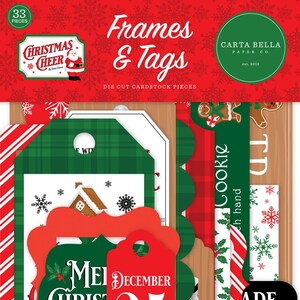 Carta Bella - Christmas Cheer - Frames & Tags Ephemera 33/pk Die Cut Pieces Scrapbook Planner Santa