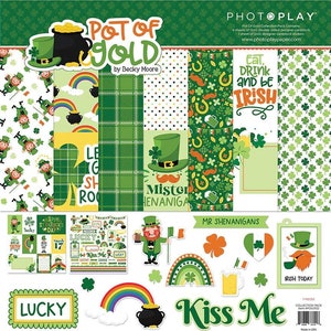 PhotoPlay Paper - Pot Of Gold - 12x12 Collection Pack Scrapbook Kit (6)Papers + Stickers St Patrick