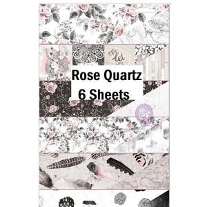 6 Sheets - Rose Quartz - Prima 12x12 Paper Collection Set Double-sided Mixed Media Scrapbook Art Journal