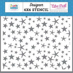 Echo Park SEASHELLS Designer 6x6 Stencil "I Love Summer" Scrapbook Wall Art Gift Tags Mixed Media Home Decor SU178035