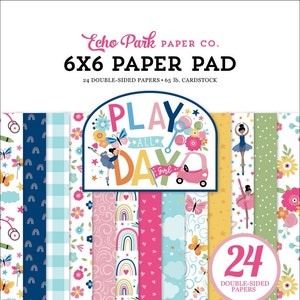Echo Park - Play All Day Girl - 6x6 Paper Pad 24 Double-Sided Sheets Scrapbook Mixed Media