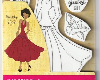 Julie Nutting Doll Stamp "Kamirah - Solecito Collection" Cling Rubber 9 pieces Mixed Media Planner Card Tags Prima Marketing 913496