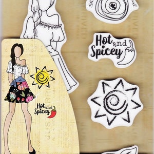 Julie Nutting Doll Stamp "Elena" Cling Rubber 5 pieces Mixed Media Planner Card Tags Prima Marketing 912987