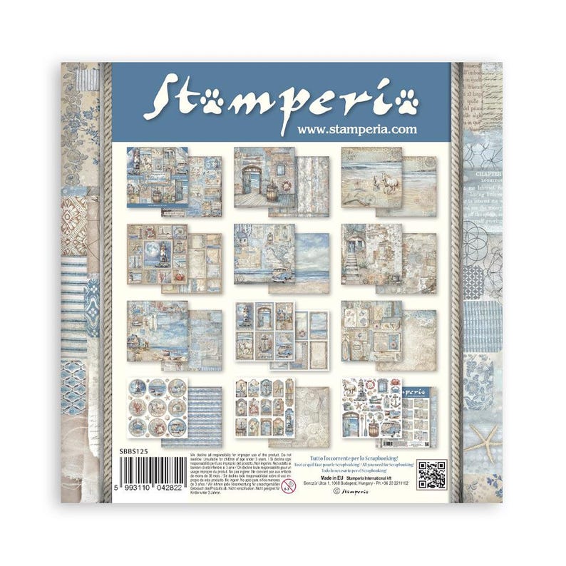 Stamperia - Silent Sea - 8x8 Pappersblock 10 Dubbelsidiga Ark Kartong Scrapbook Blandteknik SBBS125 bild 2