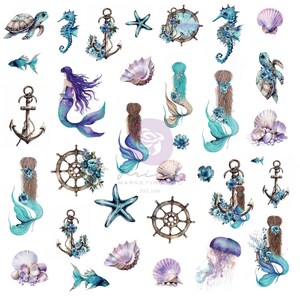 A Mermaid's Tale Ephemera - Mermaid's Treasures 66 Pieces - Prima - The 3 Girls Tale Mixed Media