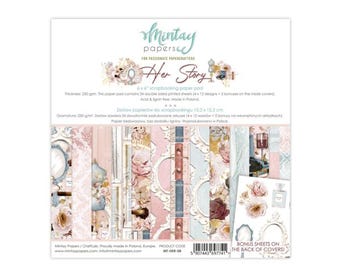 Her Story - 6x6 Paper Pad - Mintay Papers - 24 Double Sided Sheets + Bonus Motifs Scrapbook Card Making Mixed Media