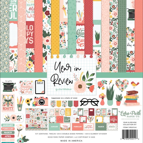 Echo Park - Year In Review - 12x12 Collection Kit Scrapbook Papers + Stickers Family Calendar