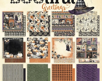 12 Fogli Grafica 45 - BOOtiful Greetings - Set di Carta da Collezione 12X12 Scrapbook Halloween