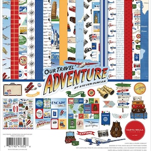 Carta Bella - Our Travel Adventures- 12x12 Collection Kit Family Vacation Scrapbook Steven Duncan Papers + Stickers