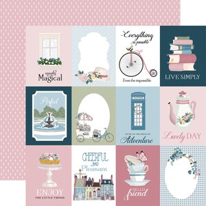 May include: A digital scrapbook paper collection with a vintage aesthetic. The paper features a variety of patterns and designs, including floral patterns, polka dots, stripes, and gingham. The paper also features text elements, such as 'Everything is possible, even the impossible', 'Live Simply', 'Perfect', 'Cheerful and Pleasant', 'Enjoy the Little Things', 'Hello Friend', and 'Lovely Day'. The paper is designed to be used for scrapbooking, card making, and other paper crafting projects.