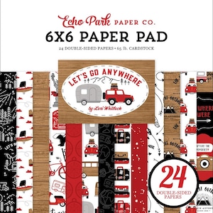 Echo Park - Let's Go Anywhere - 6x6 Paper Pad 24 Sheets Double Sided Scrapbook Mixed Media Family Travel