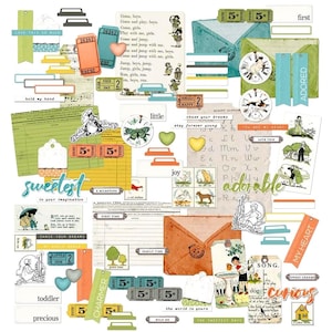Toddler Time Ephemera Bits - 49 and Market - 95 Die Cut Pieces Childhood Boys Girls Scrapbook
