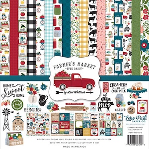 Echo Park - Farmer's Market - 12x12 Collection Kit Farm Garden Home Family Scrapbook Planner Photo Collage Tags FM248016