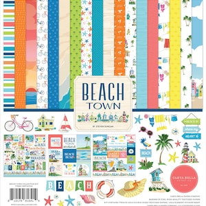 Carta Bella - Beach Town 12x12 Collection Kit Coastal Sea Scrapbook Papers + Stickers