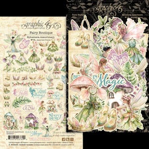 Graphic 45 - Fairy Boutique - 61 pieces Ephemera Assortment Mixed Media Scrapbook Planner
