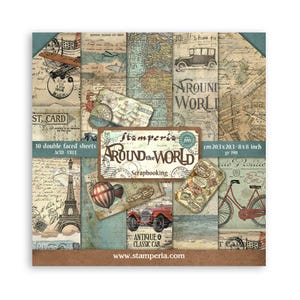 Stamperia - Around The World - 8x8 Paper Pad 10 Double Sided Sheets Cardstock Scrapbook Mixed Media SBBS12
