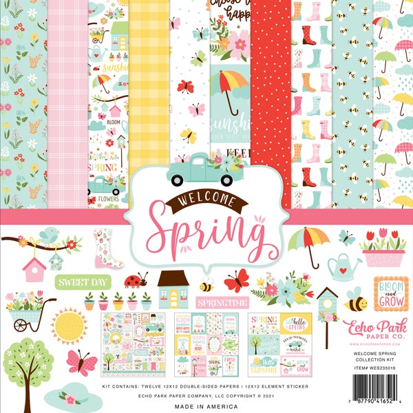 Echo Park - Welcome Spring - 12x12 Collection Kit Scrapbook Papers & Stickers Garden Flowers AK259016