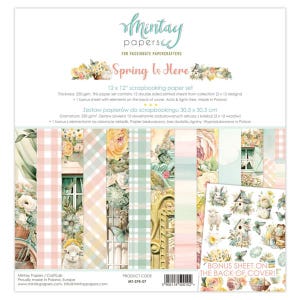 Spring Is Here 12x12 Paper Set - Mintay Papers - Scrapbook Papers + Bonus Elements Card Making Planner Mixed Media
