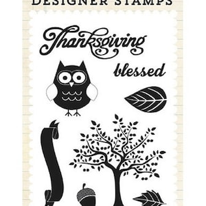 Carta Bella - dankbare zegen 4x6 ontwerper stempel herfst Thanksgiving Acorn 8 stuks Scrapbook Planner Tags Mixed Media Echo Park