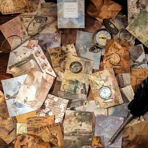 100 pieces Vintage Notecards Pad 3.3"x2.4" Light + Kraft Paper For Scrapbook Junk Journal Card Making Planner Mixed Media