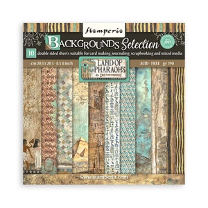 Stamperia - Land Of Pharaohs Backgrounds - 8x8 Paper Pad "Fortune" 10 Double Sided Sheets Cardstock Scrapbook Mixed Media SBBS106