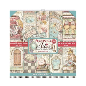 Stamperia - Alice Through The Looking Glass - 8x8 Paper Pad 10 Double Sided Sheets Cardstock Scrapbook SBBS42