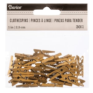 Wood Mini Clothespins 1 inch Gold Color 30 pieces Christmas Wedding Photo Gift Tags Home Decor Planner Party