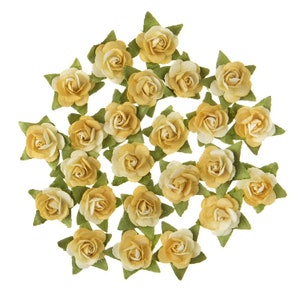 Darice - Mini Roses Yellow Floral Embellishment 24 Pieces Flowers Scrapbook Tags Cards 30062036