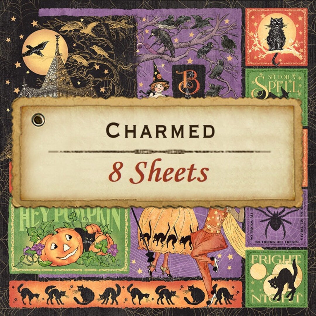 8 Sheets Graphic 45 Charmed 12x12 Paper Collection 8 Designs Halloween