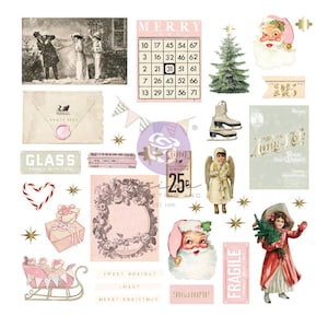 Prima - Christmas Market "Festive" Ephemera 64 Die Cut pieces with Foil Frank Garcia #980788