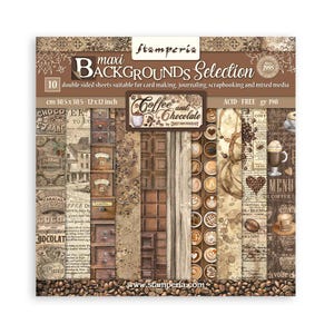 Stamperia - Coffee and Chocolate Background - 12x12 Paper Pad 10 Double Sided Sheets Cardstock Scrapbook SBBL145
