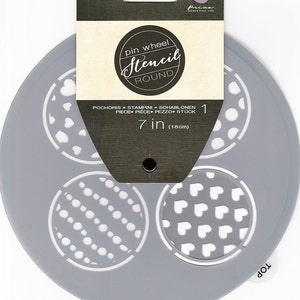 Prima Marketing 7" Stencil DOTS HEART Round Pin Wheel 4 Designs Pinwheel Template Mixed Media Home Decor 575984