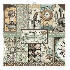 Stamperia - Voyages Fantastiques - 12x12 Paper Pad 10 Double Sided Sheets Cardstock Scrapbook SBBL53