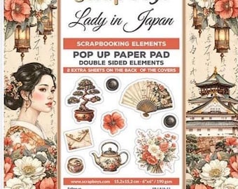 Lady In Japan POP UP - ScrapBoys Paper - 6x6 Pad For Fussy Cut - Scrapbook Elements & Embellishments 24 Sheets