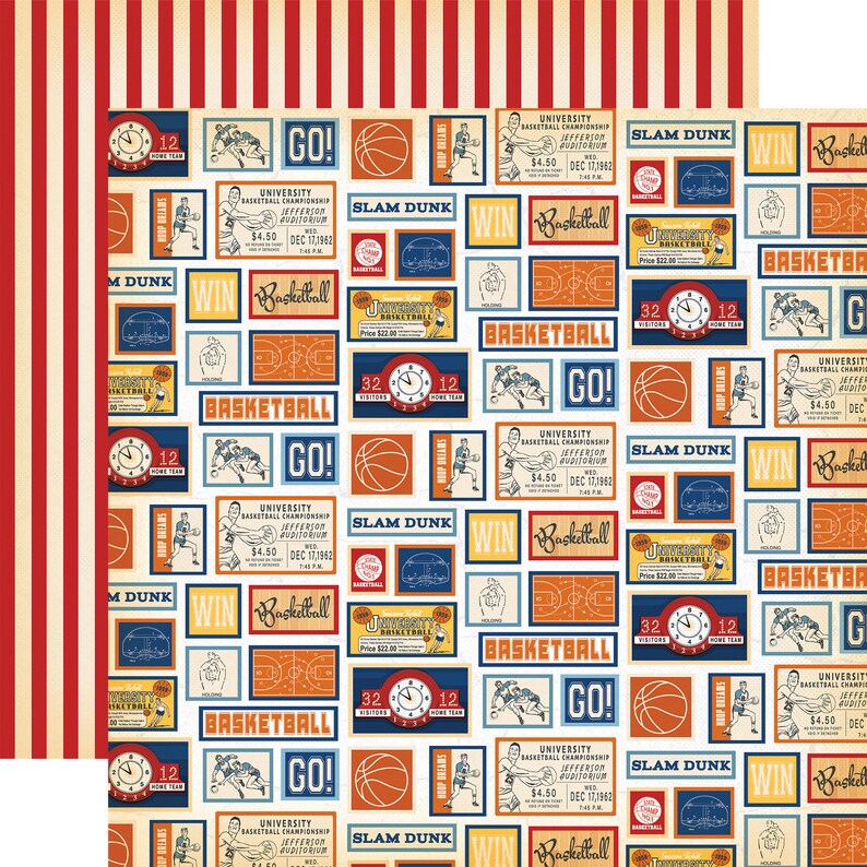 Carta Bella - Slam Dunk - 12x12 Collection Kit Basketball Scrapbook Papers + Stickers Team Sports image 10