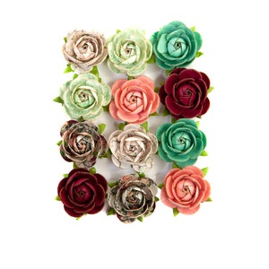Prima Flowers - Pretty Mosaic Peridot - 12 pieces Floral Embellishment Scrapbook Journal Mixed Media 646912