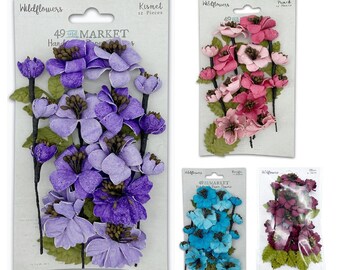 Wildblumen - handgemachte Papierblumen 12 Stück - 49 g und Scrapbook Karten Hochzeitsoptionen