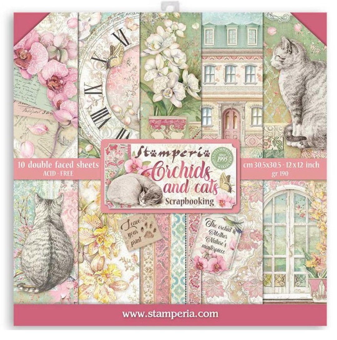 Stamperia Rub On Transfer – Orchidee E Gatti 10,16x21,6 Cm – Adesivi A Ricalco Per Scrapbooking E Biglietti Fai Da Te